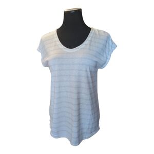 BNWT Talbots White Silver Tinsel Striped Knit Sleeveless Blouse Size Petite M